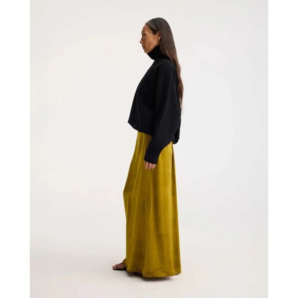 Vince Women's Gold High Waisted Velvet Cotton Pull On Maxi Skirt Size Large NWOT - Picture 4 of 12